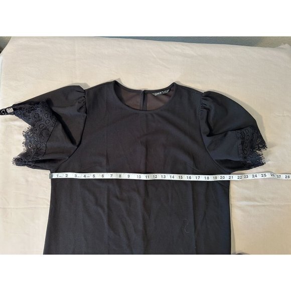 Women's Shein Black Pullover Top with Lace Short Sleeves Size Large - Picture 7 of 10